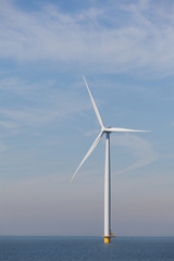 View of single windturbine in the Dutch Noordoostpolder, Flevola