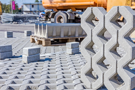 New concrete prefabricated drainage parts for parking lot at bui