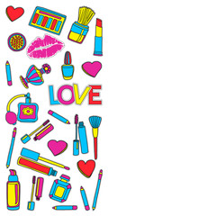 Vector doodle set with cosmetic patches