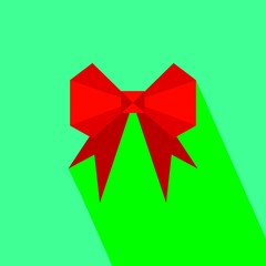 Simple Red Ribbon Icon with Long Shadow