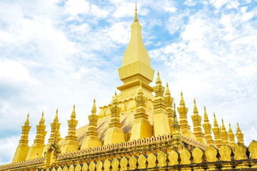 Gleaming Gold Pagodas of Wat Phra That Luang in Vientiane, Laos