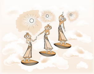 Three women are dancing.