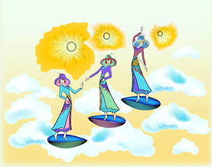 Three women are dancing.