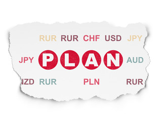Business concept: Plan on Torn Paper background
