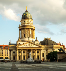 Panoramic Gendarmenmarkt square with German Cathedral