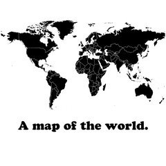 Векторная карта мира. Черная иллюстрация на белом фоне.