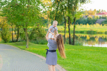 Portrait of mother and son on the nature