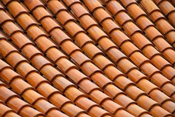 Golden brown glazed Asian antique roof tiling