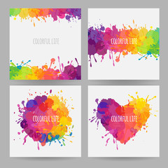 set of four colorful banners