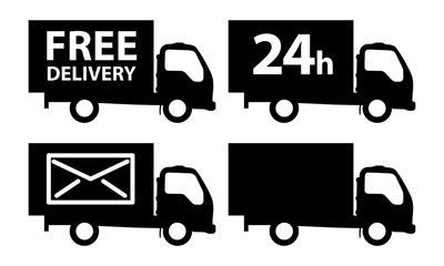 Delivery trucks icons isolated on white background. Delivery icons set.
