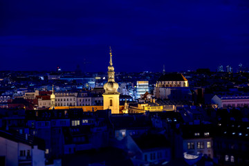 Fototapeta na wymiar Prague rooftops at night. Czech Republic