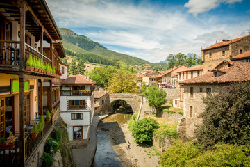 rural village of potes at cantabria, spain - obrazy, fototapety, plakaty