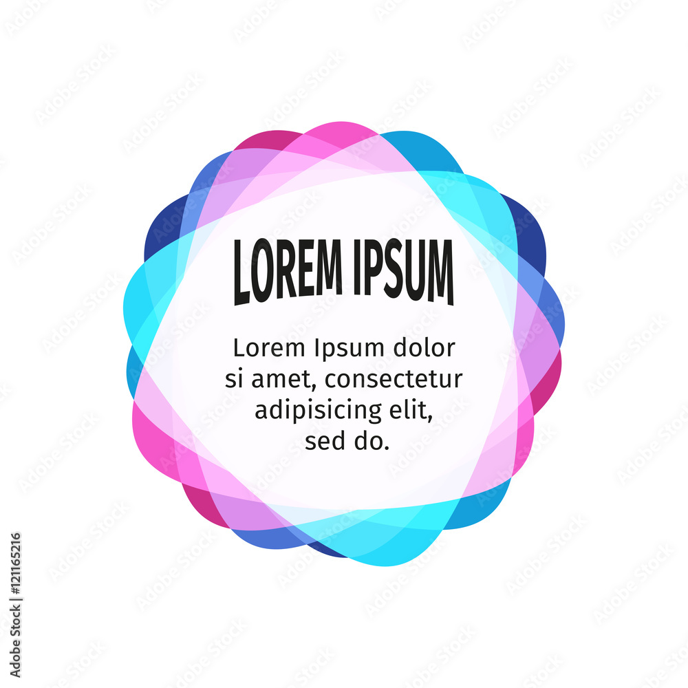 Aufkleber Bright design elements for the abstract colorful background. Color triangular stickers with the text. Web templates. Graphic contemporary design element.Bright children substrate under the text.