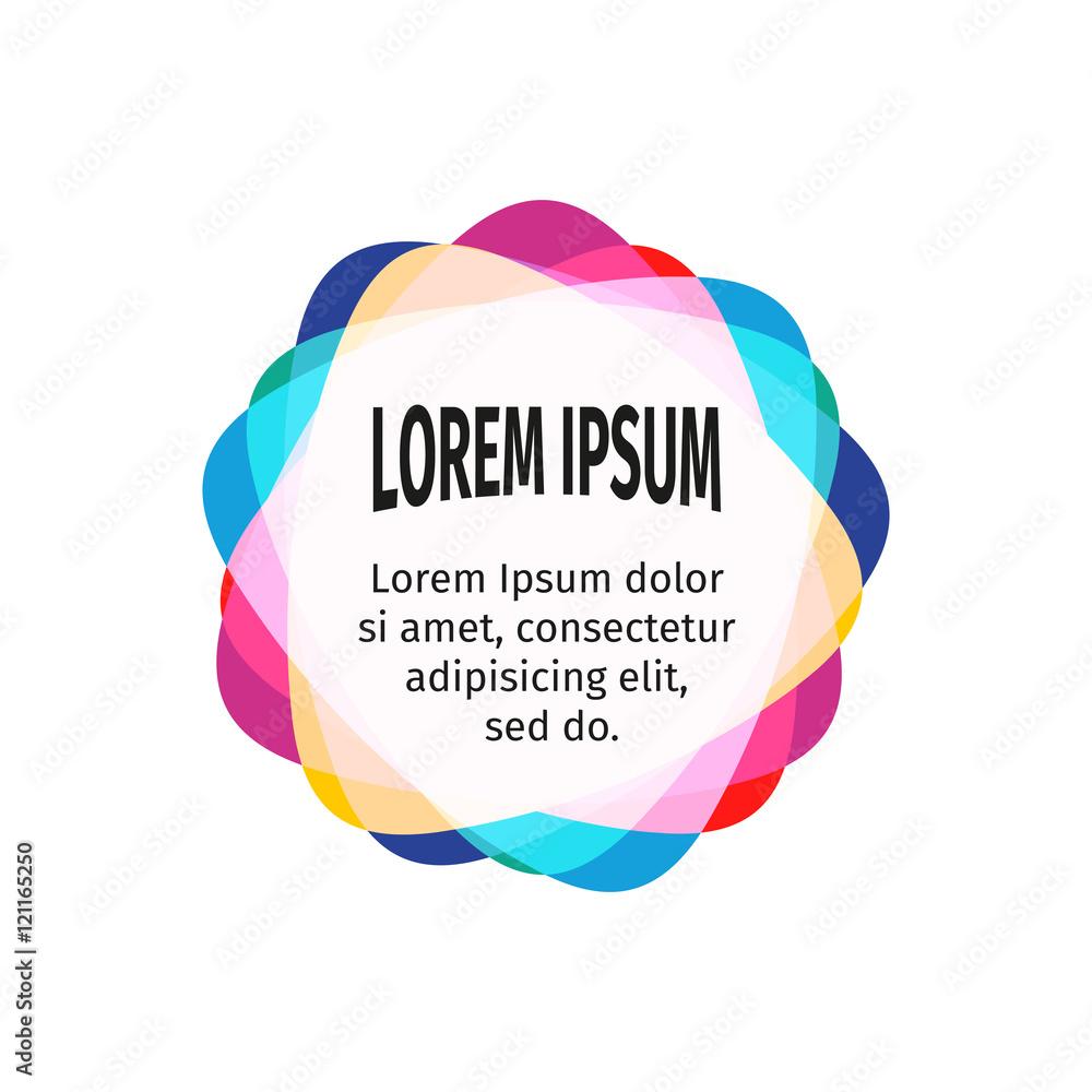 Poster Bright design elements for the abstract colorful background. Color triangular stickers with the text. Web templates. Graphic contemporary design element.Bright children substrate under the text.