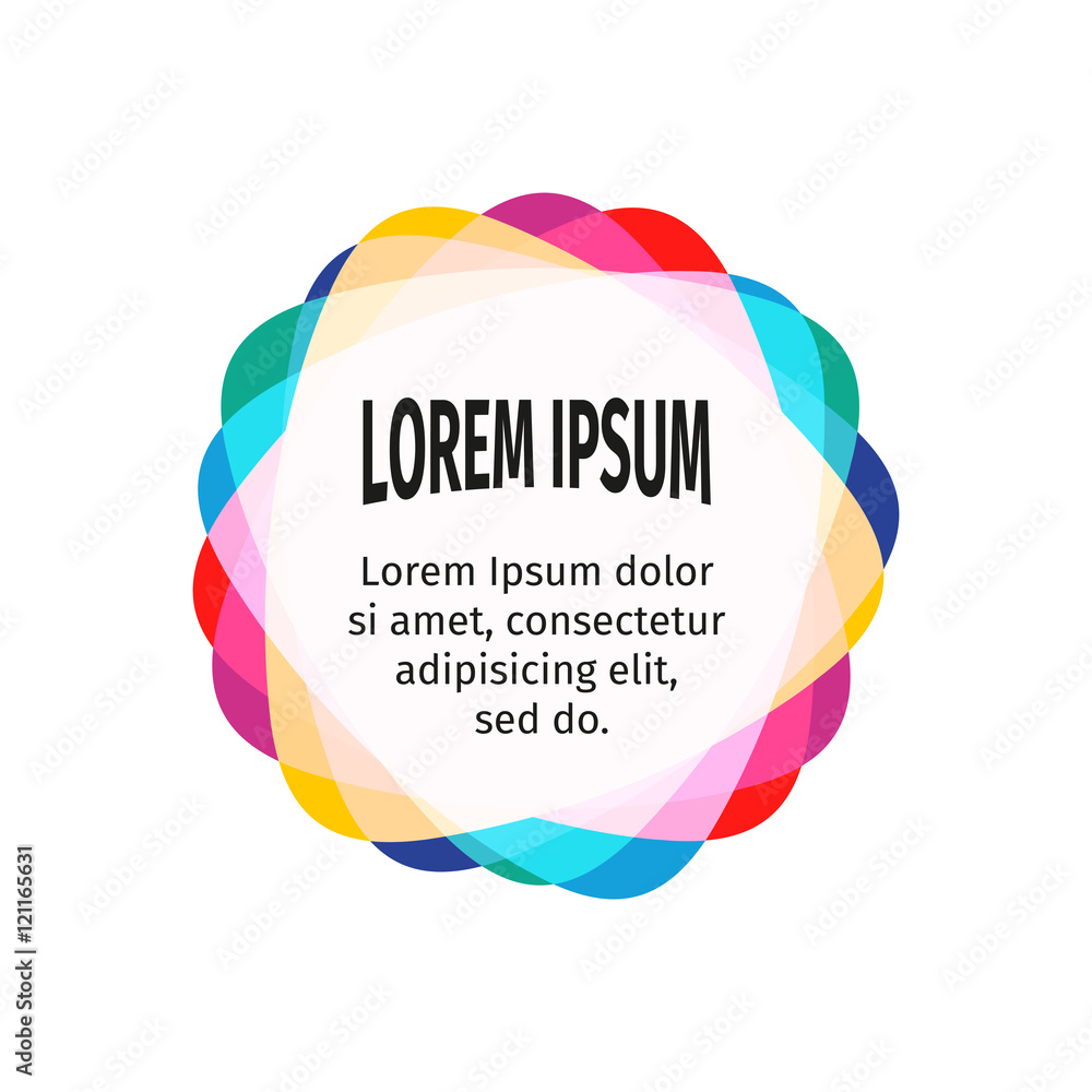 Poster Bright design elements for the abstract colorful background. Color triangular stickers with the text. Web templates. Graphic contemporary design element.Bright children substrate under the text.