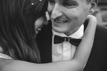 Bridal couple close to each other