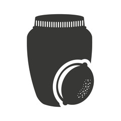 canned fruit in mason jar monochrome silhouette vector illustration design
