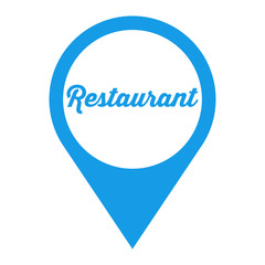  Icono plano localizacion texto Restaurant azul