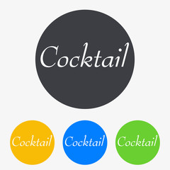 Icono plano texto Cocktail en circulo varios colores