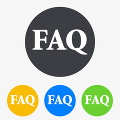 Icono plano texto FAQ en circulo varios colores