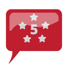 Red speech bubble with white Five Star icon on white background