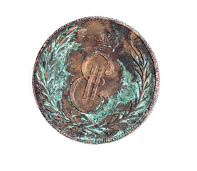 numismatics, old copper Russian 5 cents 1774