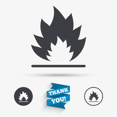 Fire flame sign icon. Heat symbol.