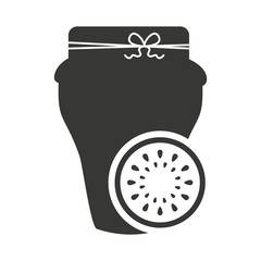 canned fruit in mason jar monochrome silhouette vector illustration design