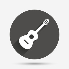 Acoustic guitar sign icon. Music symbol.