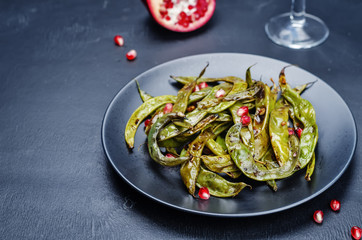 roasted snap green beans with Pomegranate