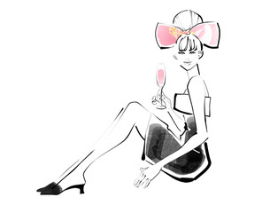 シャンパングラスを持つ女性