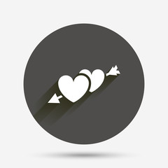 Hearts with arrow sign icon. Love symbol.