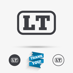 Lithuanian language sign icon. LT translation