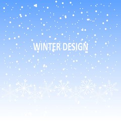 Winter design background, white snow on blue, vector illustration