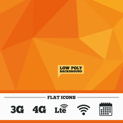 Mobile telecommunications icons. 3G, 4G and LTE.