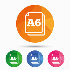 Paper size A6 standard icon. Document symbol.