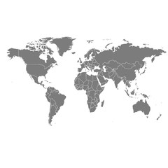 Fototapeta na wymiar Векторная карта мира. Черная иллюстрация на белом фоне.