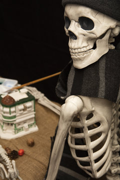 Artistic Halloween Skeleton Painting Statuary