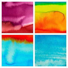 Fototapeta premium set of abstract hand drawn watercolor background, aquarelle text