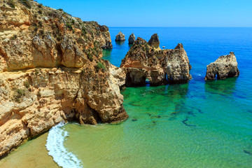 Summer Atlantic rocky coastline (Algarve, Portugal).