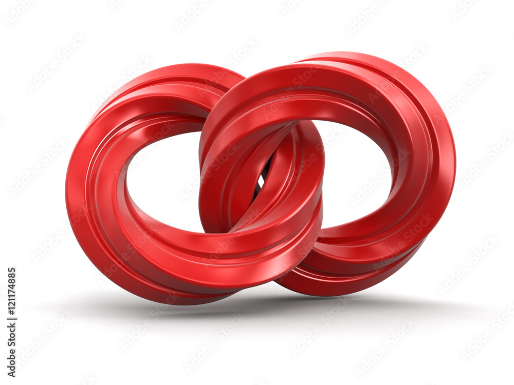 Poster two bound twisted rings. image with clipping path
