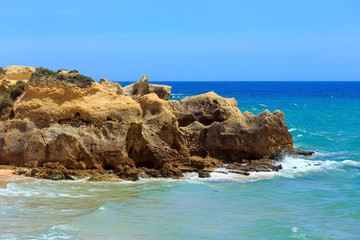 Atlantic rocky coast view (Algarve, Portugal).