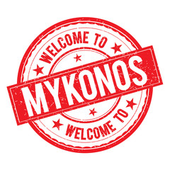 Welcome to MYKONOS Stamp Sign Vector.