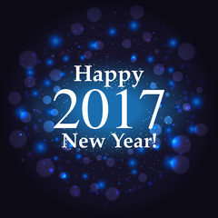 happy new year inscription on firework background