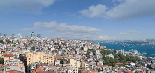 Landscape view of 15 temmuz sehitler bridge(bogazici bridge), bosphorus from galata tower.