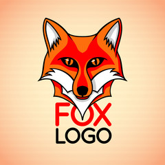 Vector logo, badge, sign template with red fox face.