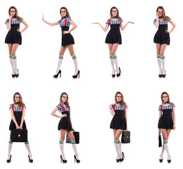 Obraz premium Schoolgirl isolated on the white