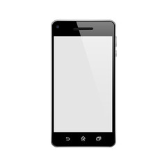 Perfectly detailed modern touch screen smartphone isolated on white background vector