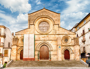 Fototapeta na wymiar Scenic facade of the ancient Cosenza's Cathedral, Italy