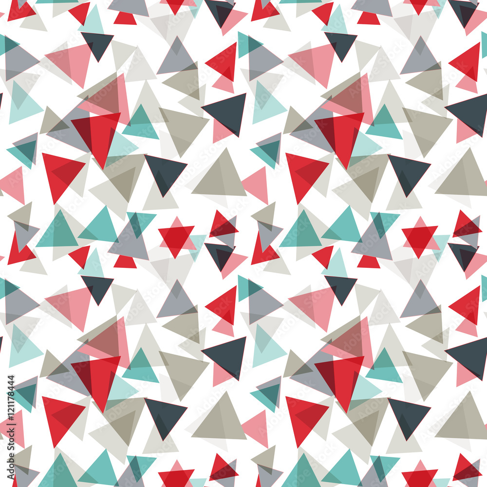 Poster vector pattern with random triangles in various colors and sizes. modern background with simple geom